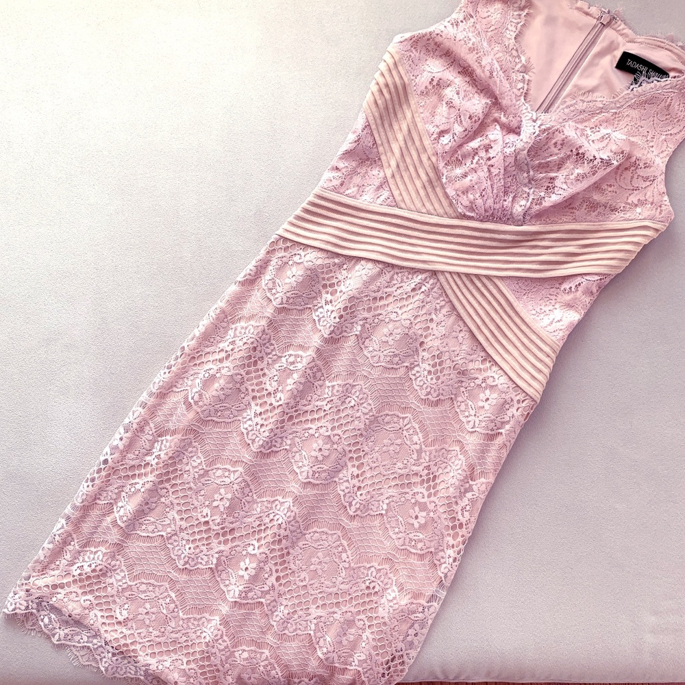 Tadashi Shoji Petal Bloom Mixed Media Sheath Dress